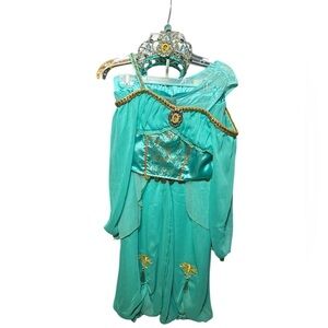 Disney Store Princess Jasmine Dress Costume With Tiara Crown Large Size 10